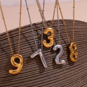 Pendant Necklaces Gold Color Stainless Steel Party Balloon Design Numbers 0-9 Necklace For Women Jewelry Accessories