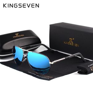 Atacado- Kingseven Alumínio Magnésio Óculos de Sol Polarizados Homens Revestimento Espelho Óculos Oculos Masculino Eyewear Acessórios Para Homens K725