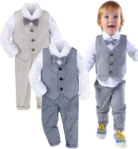 Baby Formal Suit Toddler Wedding Tuxedo niemowlę dżentelmen chrztu strój urodzinowy strój zimowy długie rękaw 3PCS231E4845727