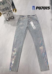 Jeans da donna 2024 Arrivo Viola Marca High Street da uomo Slim Fit Streetwear Lavato Lucido Denim Blu Pantaloni lunghi Pantaloni