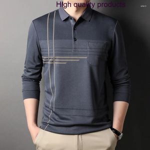 Herrpolos Autumn Spring High Quality Long Sleeve Business Casual Striped Male Polo Shirts Camiseta Masculina 3xl