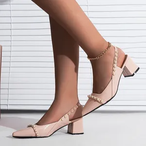 Dress Shoes Pearl Light Luxury Women Nude Color Pointed Temperament High Heels Fashion Miss Single Women's Sandals