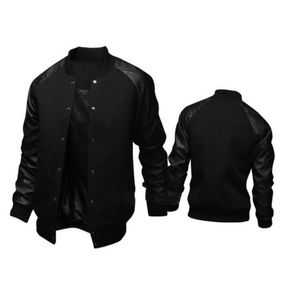 Yeni Trend Black College Beyzbol Ceketi Menboy Veste Homme PU Deri Deri Kollu Erkekler Sweatshirt Varsity Ceketler Güz 3533566