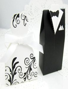 100pcs Gelin ve Damat Şeker Kutuları Elbise Smokin Düğün Desen Hediye Kutusu Noel Yıldönümü Partisi Favors5615429