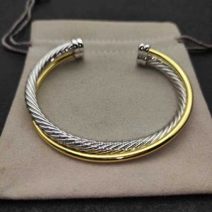 Bracelets Bangle Designer Jewelry Woman Cuff Bracelet Cable Round Head Color Separation Bracelet Buckle Sterling Sier with Gold Plated