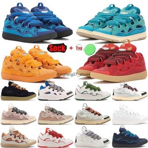 Lyxdesigner lavis casual skor läder trottoarkant sneakers kvinnor skor extraordinär kalvskinn gummi nappa plattform ensam lanvens herr tränare utomhusskor