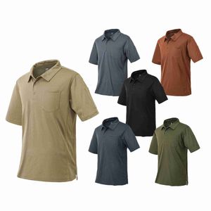 Polo estiva da uomo Camicie da golf T-shirt a maniche corte T-shirt da calcio tattica traspirante Camicie da lavoro casual Tasca laterale