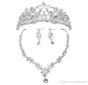 Shiny Wedding Crows Wedding Accessories Bridesmaid Jewelry Accessories Bridal Accessories Set Crown Necklace Earrings4194079