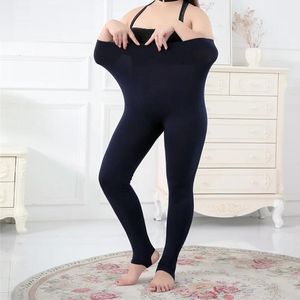 Capris 100150kg outono mulher leggings alta estiramento preto pisar pés leggings cintura alta leggigns cor sólida calças magras