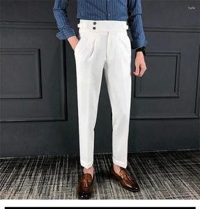 Men's Pants Korean Spring Solid Color Suit Pant Slim Fit Feet Casual British High Waist Office-trousers Men Dress Trousers