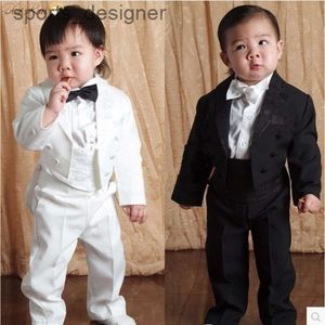 Bebê menino cinco peças conjunto de roupas crianças smoking terno formal do casamento do bebê meninos blazers ternos preto branco 1-4 ano''gg''b847