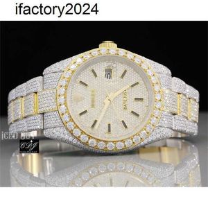 Ap Moissanite Mens Watches Automatic Vvs Silver Diamonds Pass Test Automatic Movement Out Moissanite Studded y Bust Down Two Tone Hip Hop for Men and Women20rg