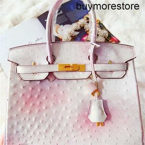 Luxury Bags Ostrich Leather Handswen High Quality Beauty Beautiful White Natural Leather Women's