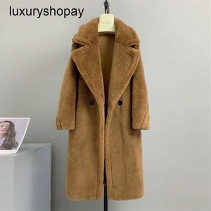 Top Maxmaras Teddy Bear Coat Womens Cashmere Coats Max New Korean Edition Wool Wool Autumnwinter Fur Women Medium Long