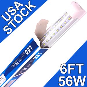 Lampada da negozio a LED da 6 piedi, lampada da garage da 6 piedi 56 W da 6', tubo LED integrato da 72'' T8, lampadine a LED collegabili per garage, plug and play ad alto rendimento a montaggio superficiale USA stock