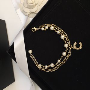 Catena di lusso con diamanti Bracciale con catena Designer Bracciale con amante Lettera per gioielli di moda donna