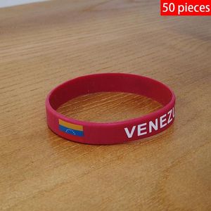 Bracciali 50 pezzi Bracciale con bandiera nazionale del Venezuela Bracciale sportivo in silicone Uomo Donna Elastico Accessorio di moda commemorativo patriottico