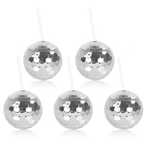 5st Disco Ball Cup med halm Bachelorette Party Supplies Wedding Bridal Shower Cocktail Drink Cups Beach Pool Birthday Decor 240122