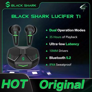 Hörlurar svart haj lucifer t1 tws trådlösa hörlurar headset spelare fone bluetooth gaming headset Dual mode för Xiaomi Black Shark 4s