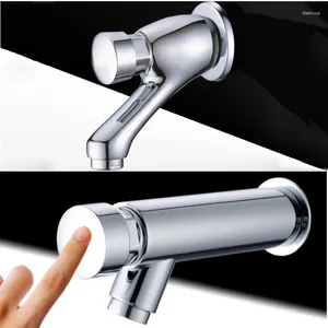 Kitchen Faucets G1/2 In-wall Installation Style Delay Basin Faucet Brass Single Cold Hole Press Method Self-closing Tap