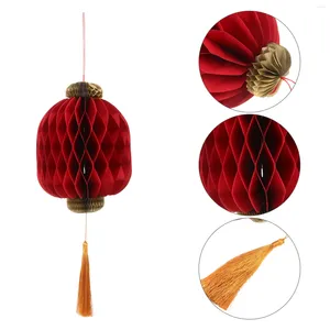 Decorative Flowers Locket Red Paper Lantern Traditional Hanging Decor Honeycomb Ball Festival Holiday Chinese For Outdoor Pendant Charm