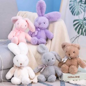 Peluş Bebekler 25cm Sevimli Tavşan Peluş Oyuncak Bow Tie Uzun Kulak Yumuşak Dolgulu Bebek Uyuyan Oyuncak Kız Çocuk Bebek Peluş Hayvan Doğum Günü Hediyeleri