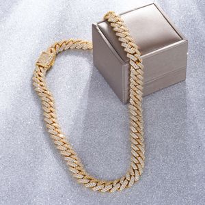 Starsgem hiphop -stil Sier Sterling Moissanite halsband kubansk länkkedja för män