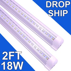 18W 2FT LED Shop Light, 1800lm 6500K Super Bright White, Linkable Ceiling Light Fixture, V Shape Integrated T8 LED Tube Light for Workbench Cabinet usastock