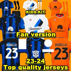 23 24 InterS LAUTARO Milan maglie da calcio LUKAKU ANNIVERSARY CORREA DZEKO BROZOVIC BARELLA ASLLANI FRATTESI 2023 2024Home away maglia da calcio da uomo kit per bambini