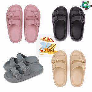 Sommar ny plattform toffel för män kvinnor anti slip sandaler läder bekväma platt skor utomhus svartrosa strand tofflor