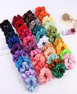 INS 60pcslot newest Women Silk Solid Scrunchies Elastic Satin Hairbands Girls Hair Tie Hair Rope Hair Accessories Whole 570 Y6786666