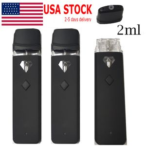 USA STOCK 2ml Vape Pen Pods Buttons Preheating Empty Disposable E-cigarette Vaporizer Ceramic Coil Thick Oil Snap in Tip Black Rechargeable 320mah Battery Flat Pens