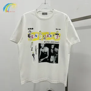 Мужские футболки, качественная хлопковая футболка с цифровым мультяшным принтом ERD, мужская и женская уличная одежда, белая футболка с короткими рукавами большого размера, повседневная рубашка