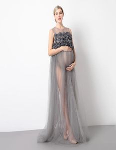 Umstandsärmelloses Mesh-Umstandsballkleid Sommer Schwangere Shooting Po Illusion Umstandskleider Schwangere Pografie-Requisiten6325369