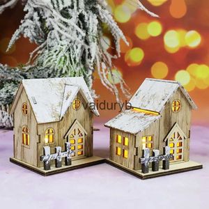 الهندسة المعمارية/DIY House 1pcs Mini Christmas New Devinative Worden Wooden with بطارية LED LED Small Xmas Room Desktop Kids Diy DecorationVaiduryb