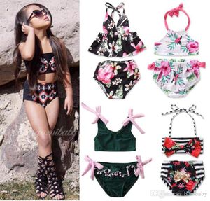 Baby Girls Floral Swimsuits 8 Designs Toddler Flowers Sling Ruffles Bathing Suits Kids Beach Bikini Water Sports Swimwear 0603207954512