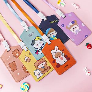 Storage Bags Cartoon ID Card Holder Access Bank Credit Bus Staff Identify Cards Protective Sleeve Badge Cover Kids Children With Lanyard Neck Strap