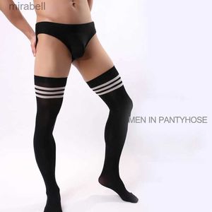 Socks Hosiery Sexy Men's Stockings Nylon Long Over Knee Hot Fetish Tight Stockings Comfy Smooth Feeling Leggings YQ240122