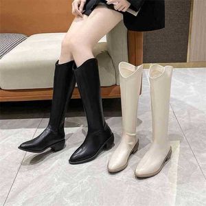 Botas vestido sapatos moda couro joelho alto outono inverno mulheres motocicleta apontou toe zíper ytmtloy botines de mujer sexy