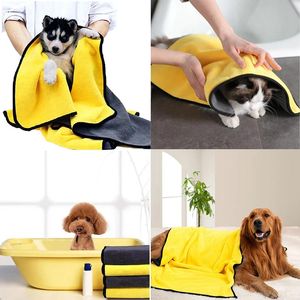 Leveranser Pet Dog and Cat QuickDrying Handdukar Mjuka fiberhanddukar Vattenbent Badhandduk Bekväm husdjursbutik Rengöring av handduk