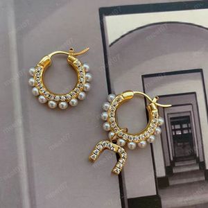 Gold pearl designer Hoop Earrings small gold hoop earrings light weight dangle earrings