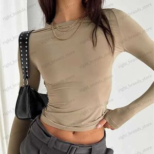 Damen T-Shirt Langarm T-Shirt Frauen Frühling Herbst Slim Fit Pullover T-Shirts Streetwear Weibliche Pullover Basic Tee Y2k Kleidung Crop Tops T240122