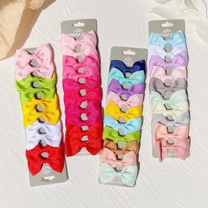 Hair Accessories 10 PCS/Set Small Solid Bow For Children Kid Grosgrain Ribbon Bows With Clips Girls Headwear DIY Gift