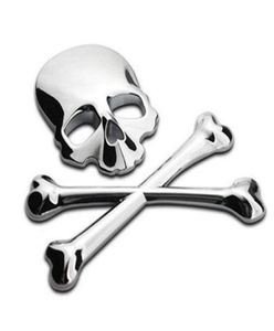 Metal 3D Skull Car Motorcykelklistermärken Skalls Skeleton Crossbones Emblem Badge Decal Car Styling Stickers Accessories8237515