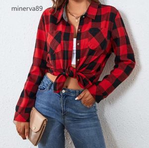 Autumn and winter flannel shirt long plaid casual women Designer woman Clothes