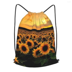 Shopping Bags Sunflowers Landscape Drawstring Backpack Men Gym Workout Fitness Sports Bag Bundled Yoga For Women