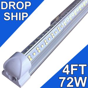 LED LED Light 4ft 72W 7200LM 6500K GARAGE Lights z reflektorami, V Kształt Laed Shops Lights, Clear Count Suiling Lighting, T8 Zintegrowane urządzenie USASASTOCK