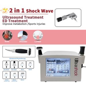 Yeni gelenler Şok dalga terapisi makinesi 2 ultrason ve şok dalgası tutamakları ile plantar fasiit için terapötik ultrason520
