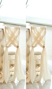 Simples praia casamento 2016 nova cadeira chiffon faixa elegante feito sob encomenda capas de cadeira de fábrica para casamento romântico barato criss cr6148918