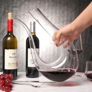 High Grade 1500ML Crystal Ushaped Wine Decanter Gift Box Harp Swan Creative Separator Set 240122